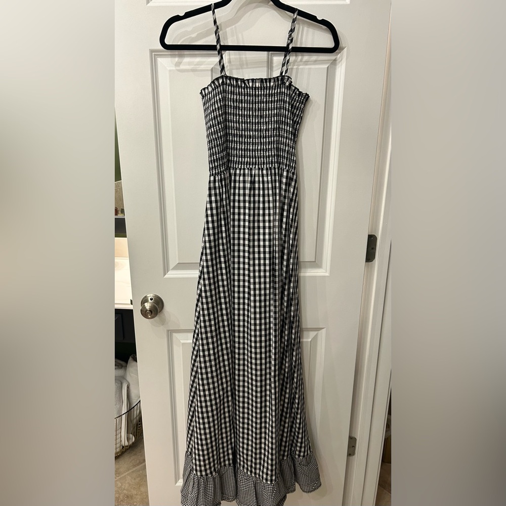 Sugarlips smocked gingham spaghetti maxi dress